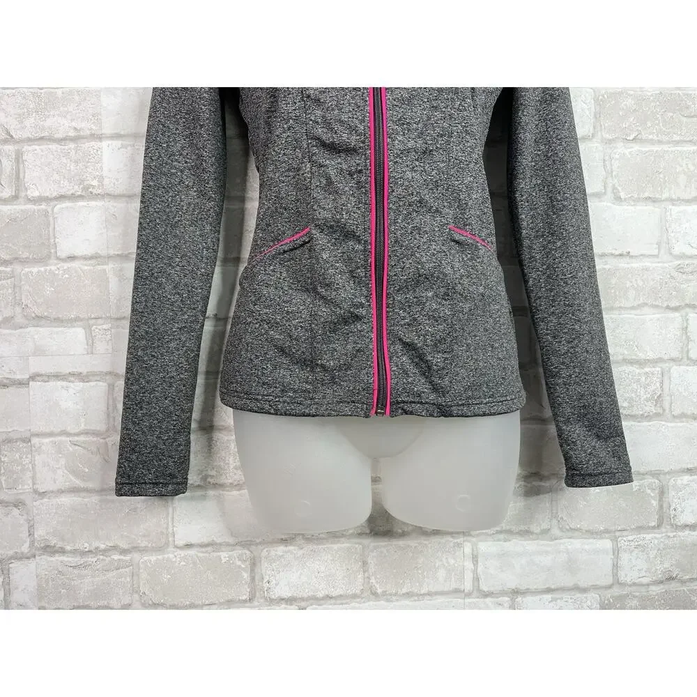 Energie Gray Athletic Full Zip Jacket Pink Zipper